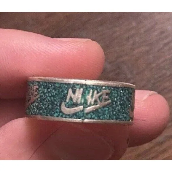 Vintage 70’s Nike Turquoise Inlay Ring 925 Silver Size 8.5 Extremely Rare
